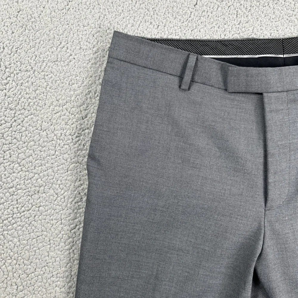 Banana Republic Slim Fit Dress Pants Men 34x34 Grey Sharkskin Stretch Preppy‎